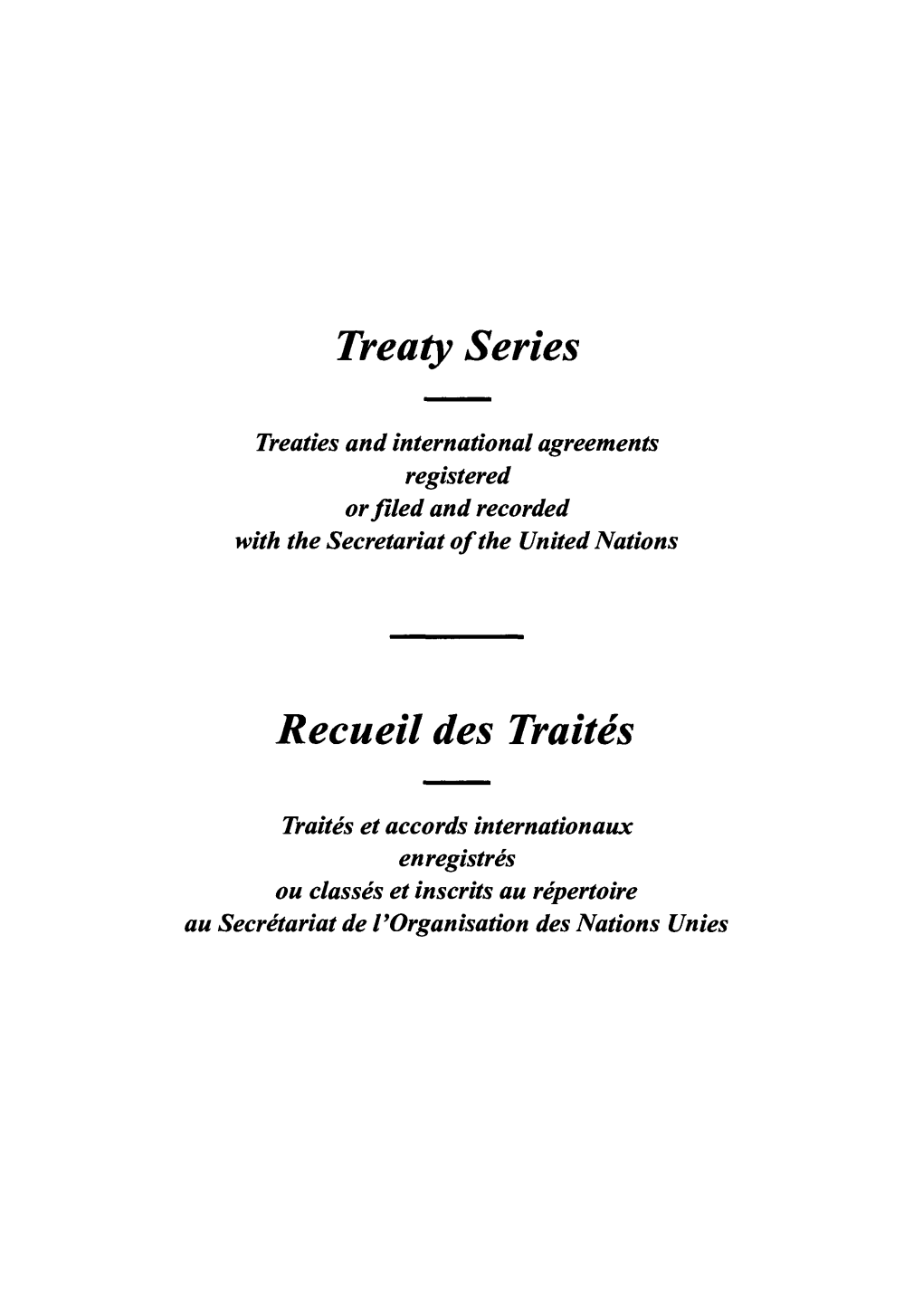 Treaty Series Recueil Des Traitis