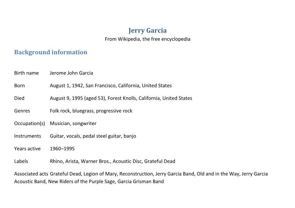 Jerry Garcia from Wikipedia, the Free Encyclopedia