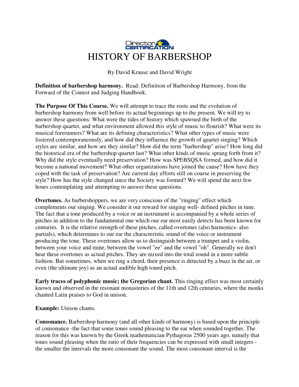 History of Barbershop