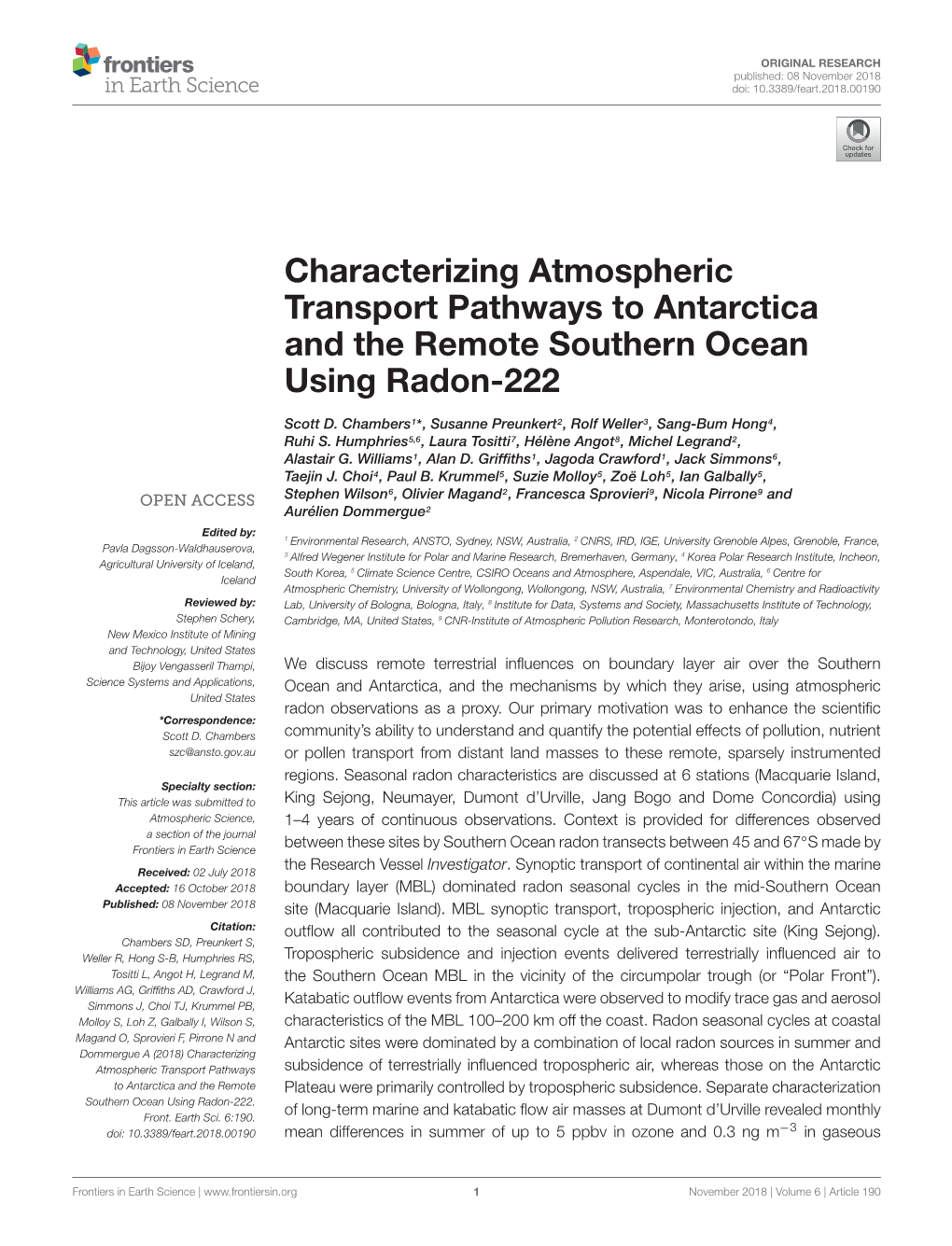 Characterizing Atmospheric Transport Pathways to Antarctica and the Remote Southern Ocean Using Radon-222