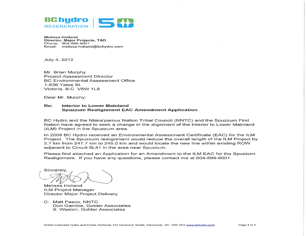 BC Hydro ILM Amendment Application.Pdf