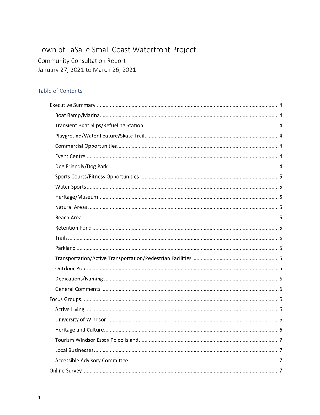 Small Coast Waterfront Consultation Report