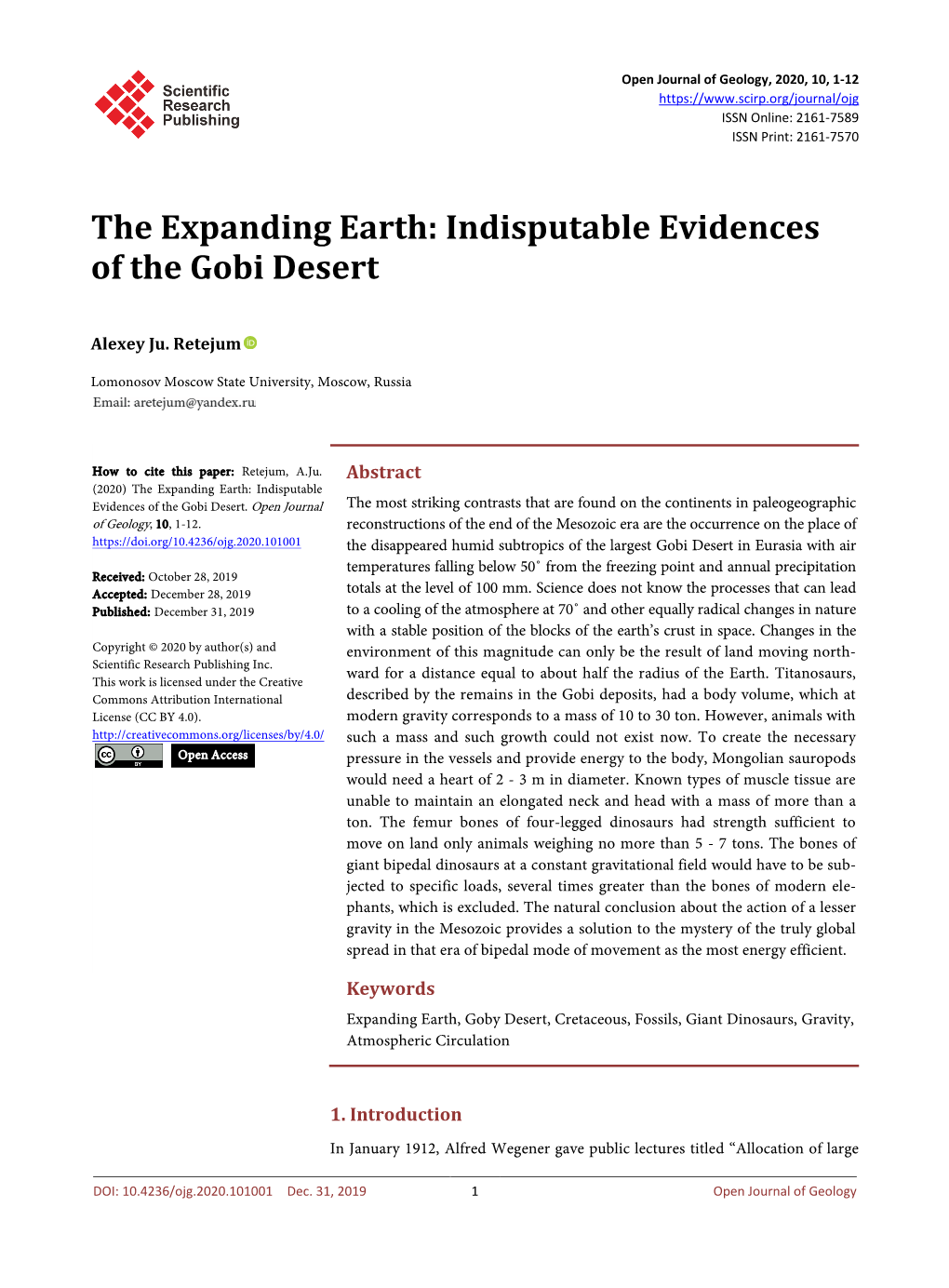 The Expanding Earth: Indisputable Evidences of the Gobi Desert