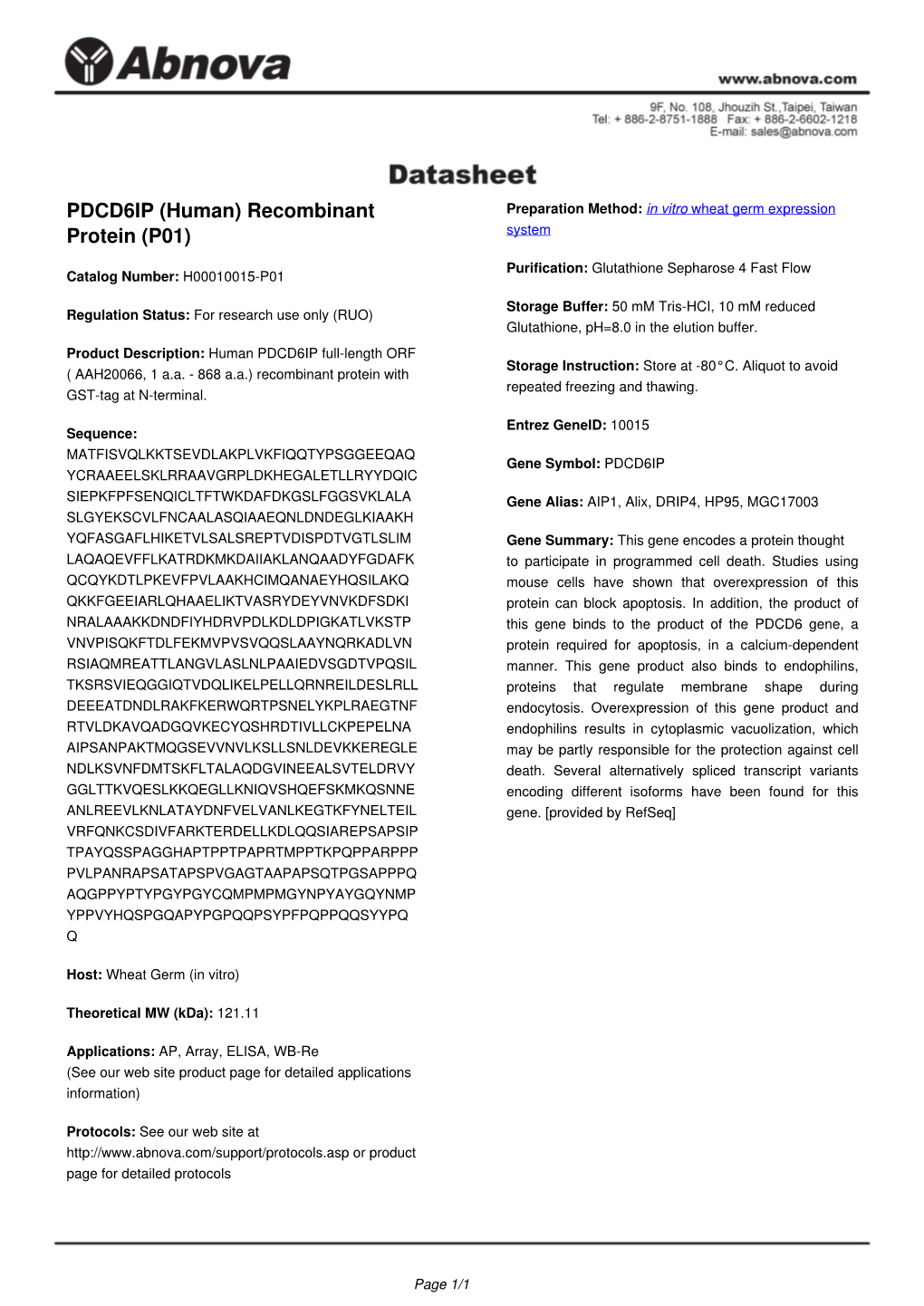 PDCD6IP (Human) Recombinant Protein (P01)