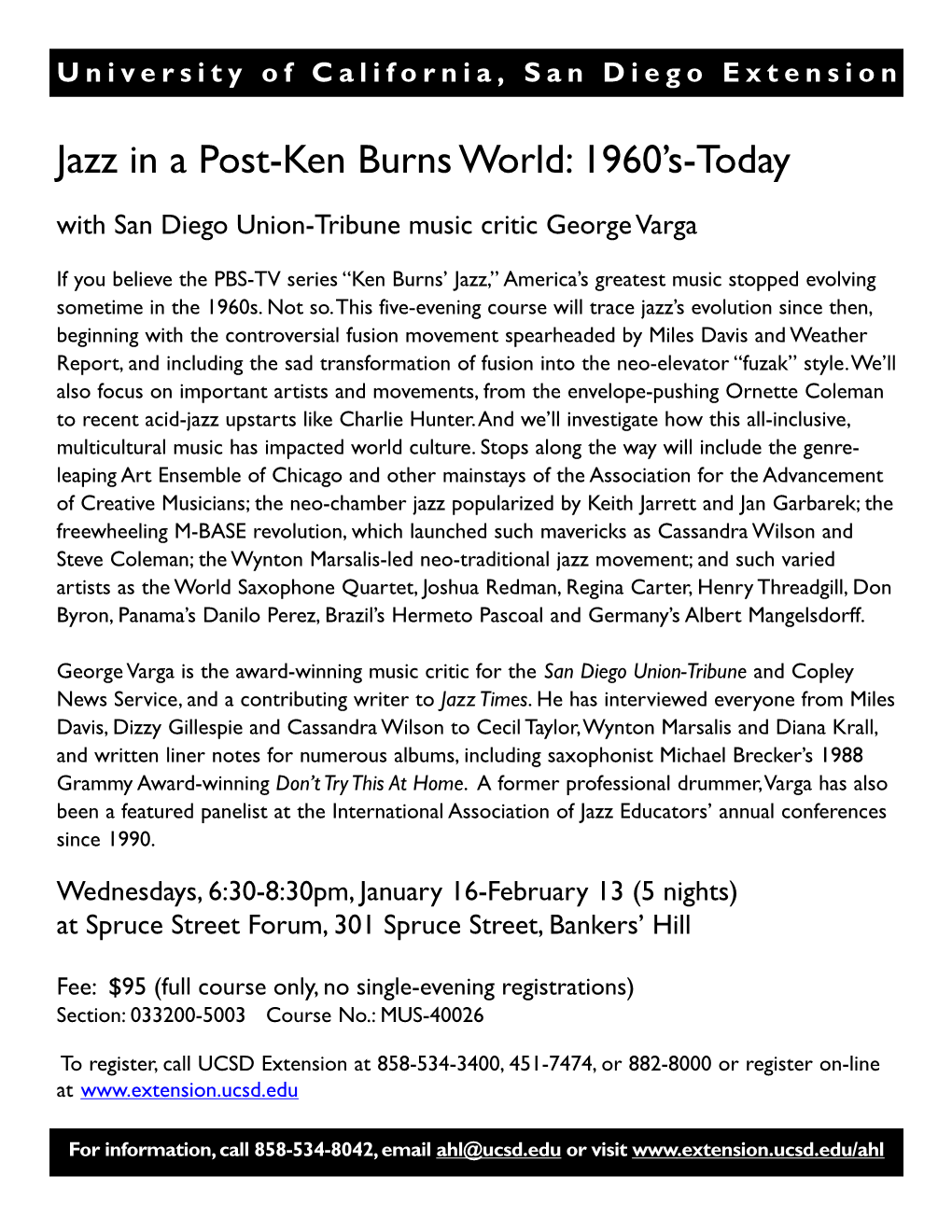 Jazz in a Post-Ken Burns World: 1960'S-Today