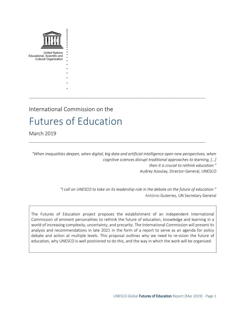 Futures of Education March 2019 ______