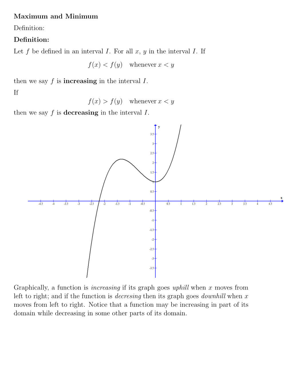 Maximum and Minimum Definition