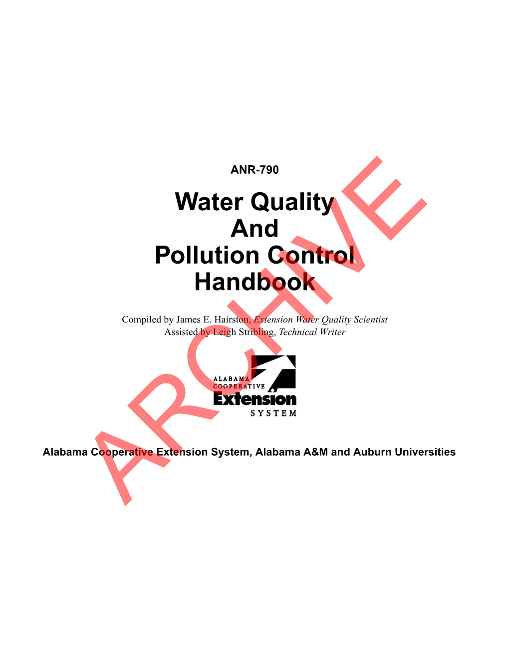 Water Quality and Pollution Control Handbook