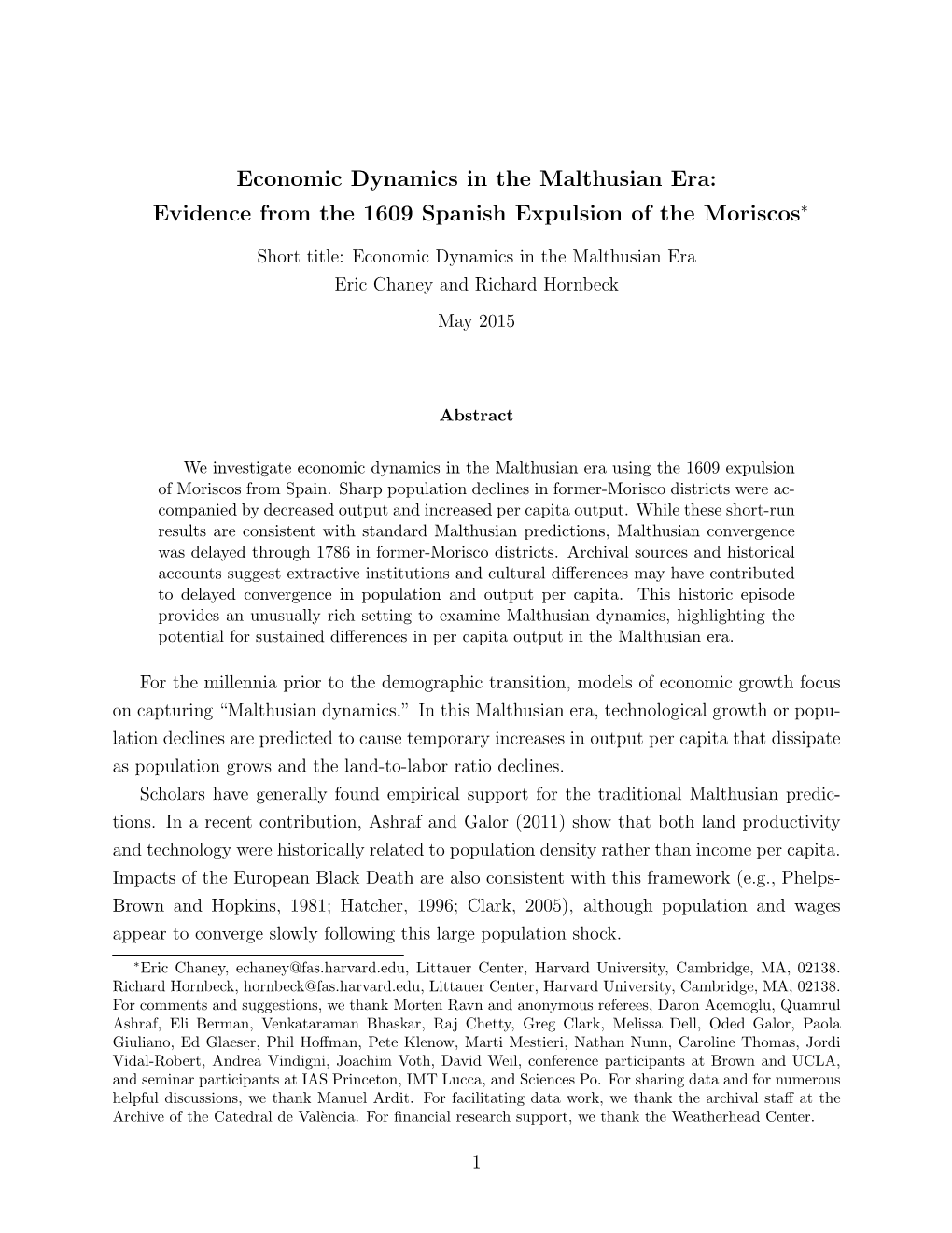 Evidence from the 1609 Spanish Expulsion of the Moriscos∗