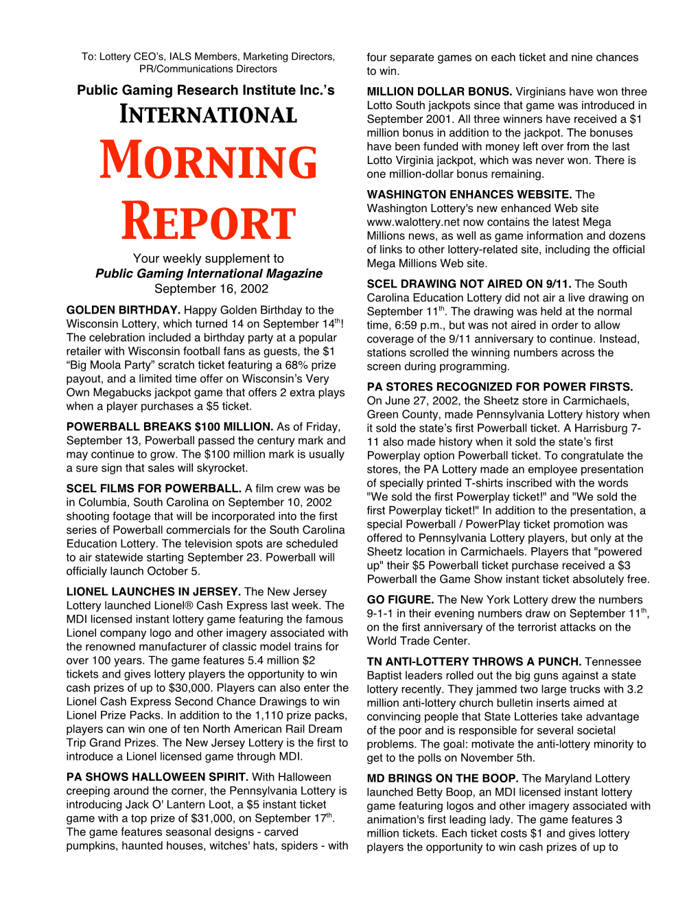 Morning Report