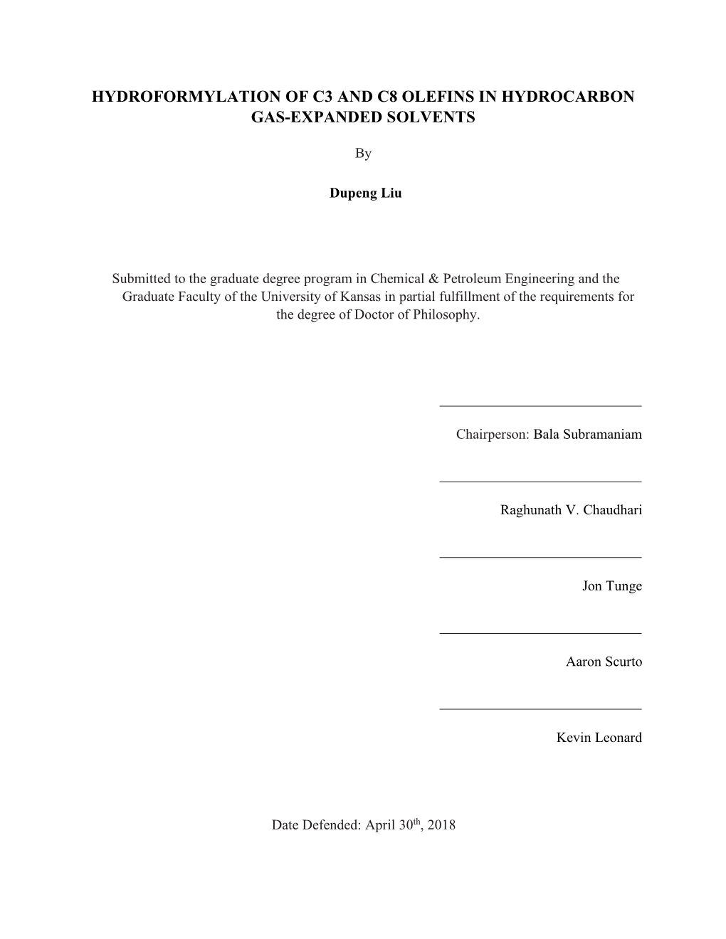 Hydroformylation of C3 and C8 Olefins in Hydrocarbon Gas-Expanded Solvents