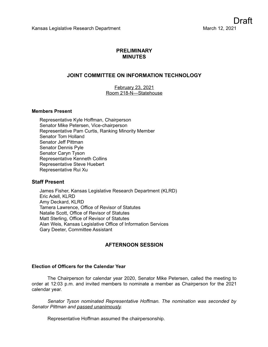 JCIT Draft Minutes February 23, 2021