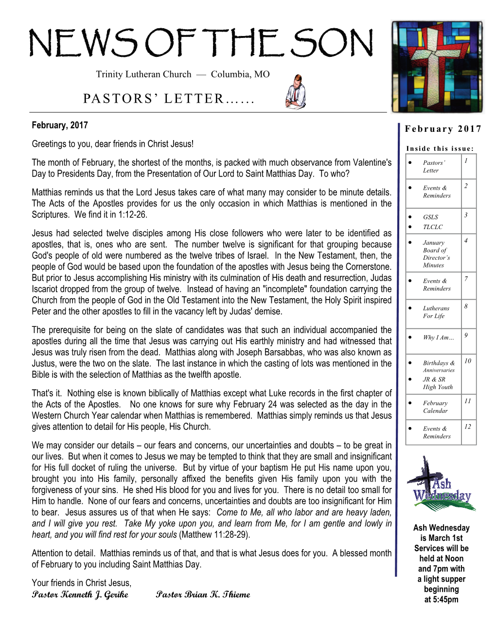 Pastors' Letter…