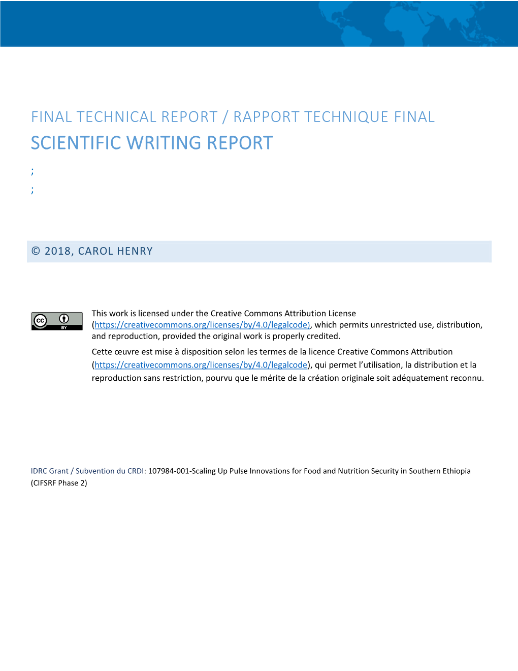 Scientific Writing Report ; ;