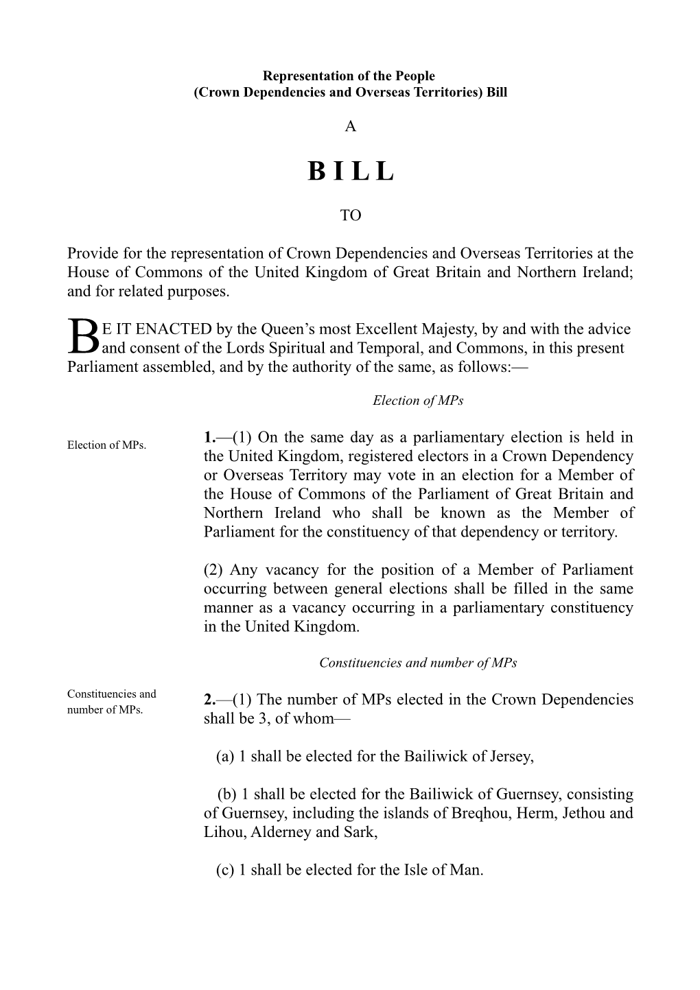 (Crown Dependencies and Overseas Territories) Bill