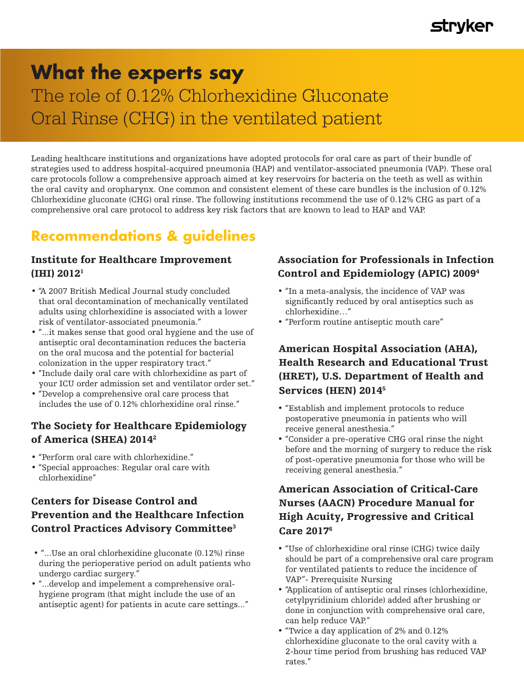 The Role of 0.12% Chlorhexidine Gluconate Oral Rinse (CHG) in the Ventilated Patient