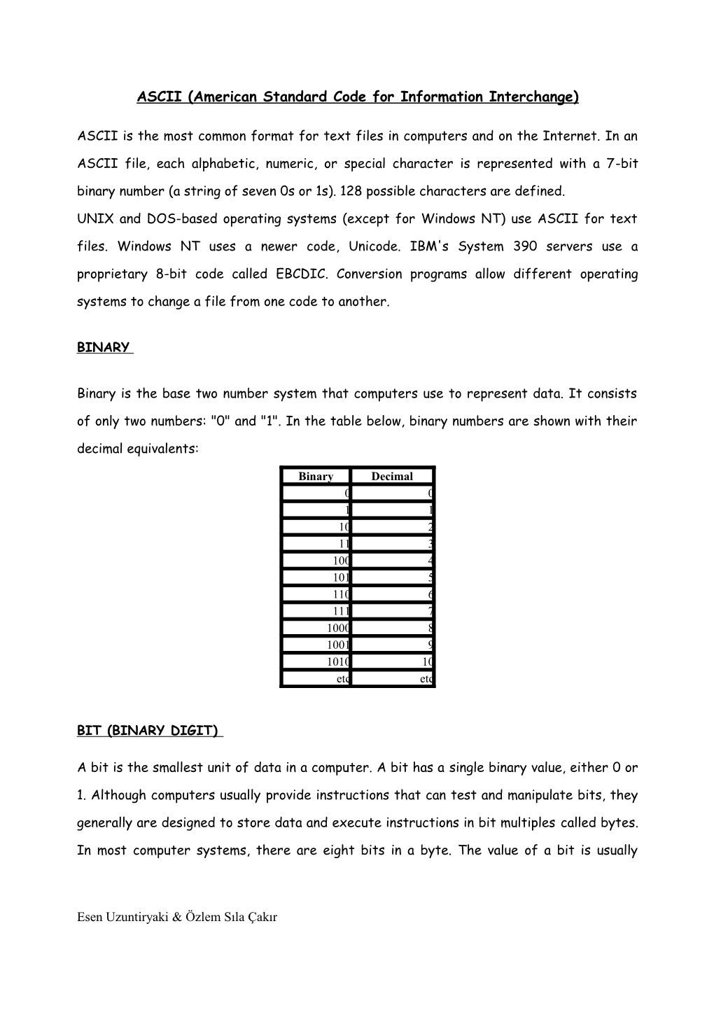 ASCII (American Standard Code for Information Interchange)