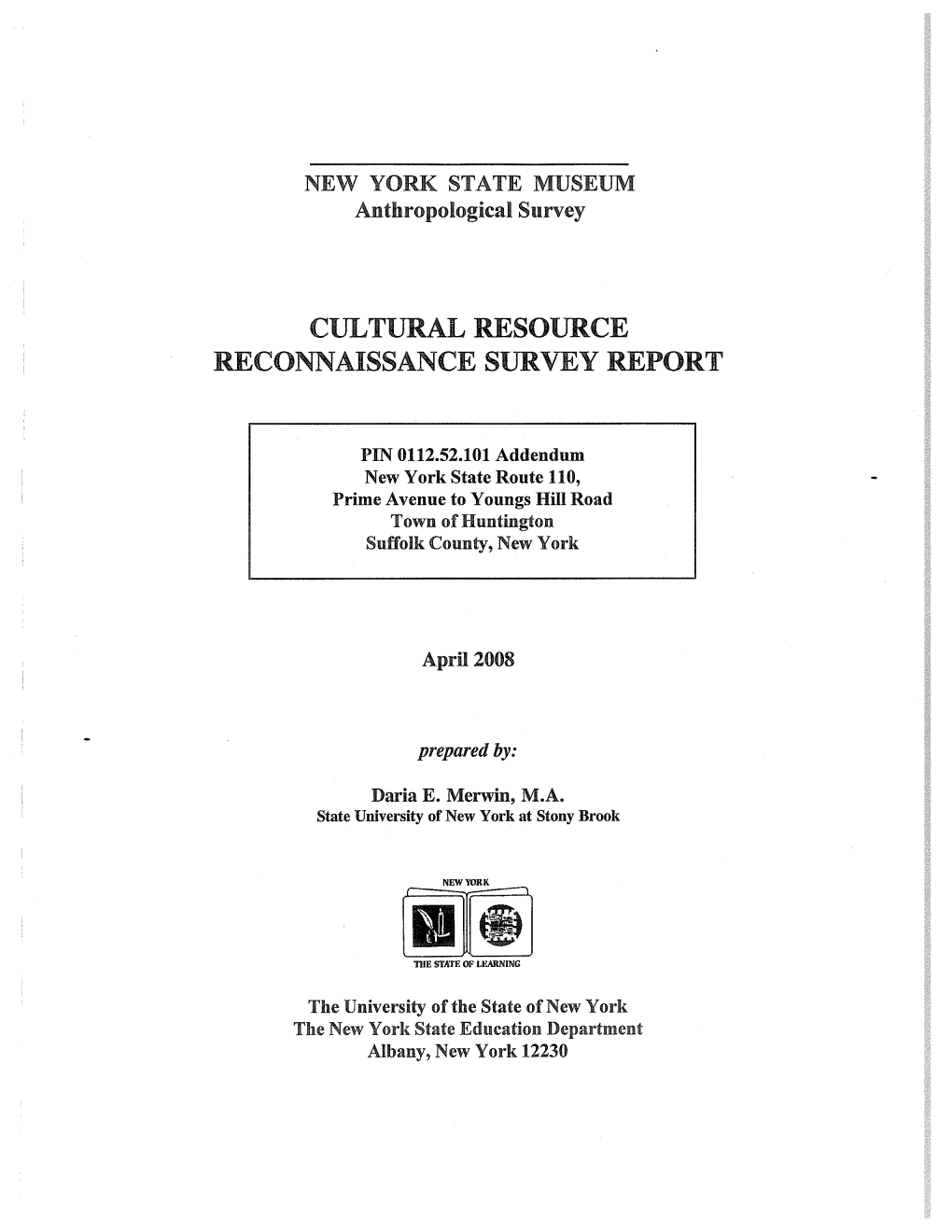 Cultural Resource Reconnaissance Survey Report