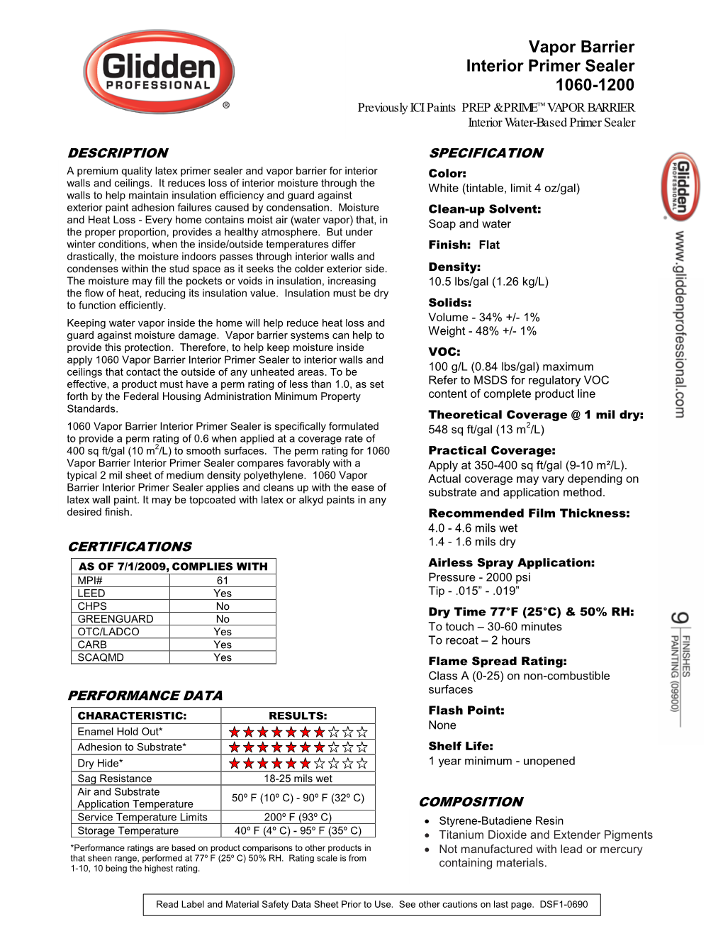 Vapor Barrier Interior Primer Sealer 1060-1200