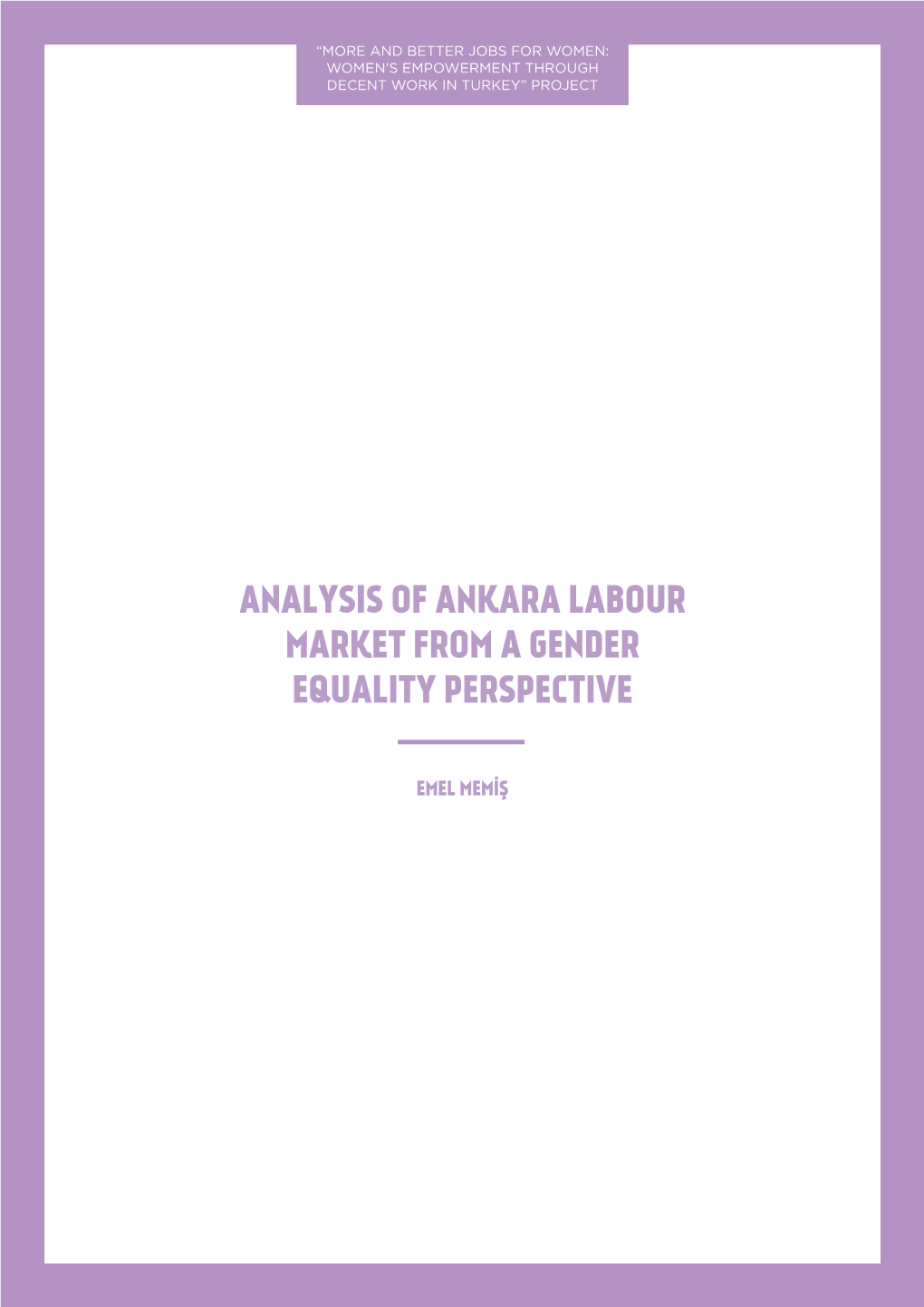 Analysis of Ankara Labour Market from a Gender Equality Perspective