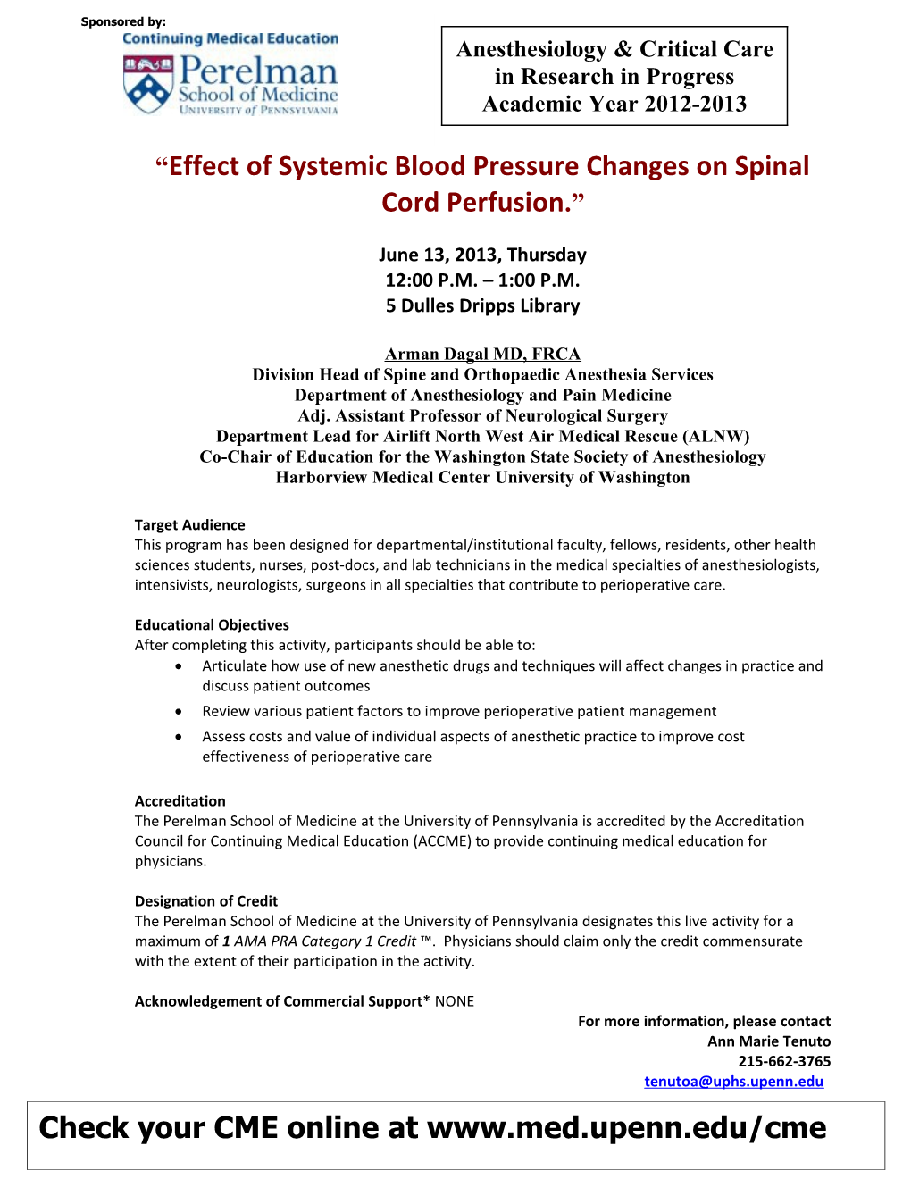 Effect of Systemic Blood Pressure Changes on Spinal Cord Perfusion