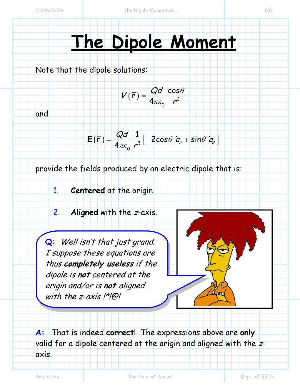 The Dipole Moment.Doc 1/6