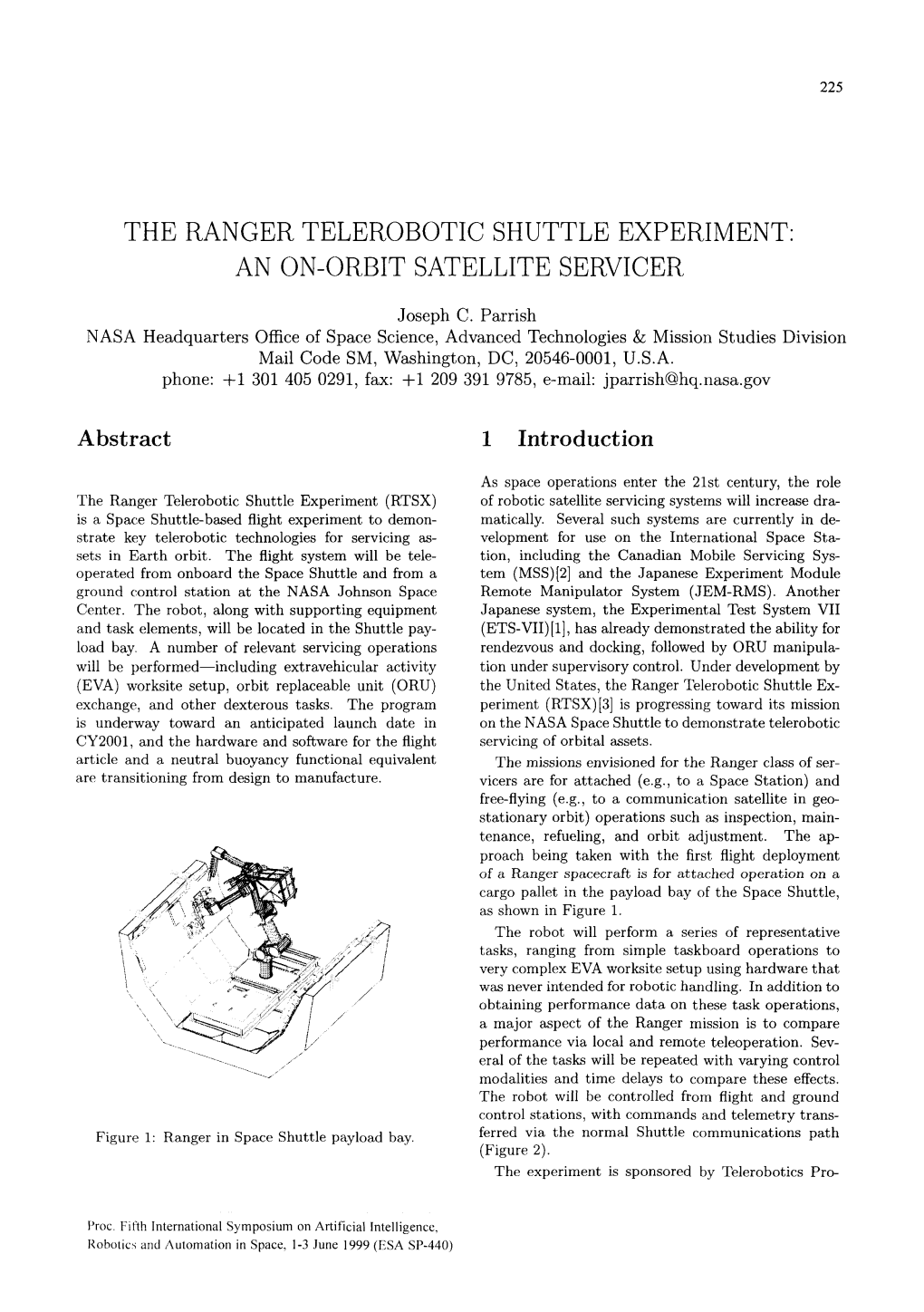 The Ranger Telerobotic Shuttle Experiment: an On-Orbit Satellite Servicer