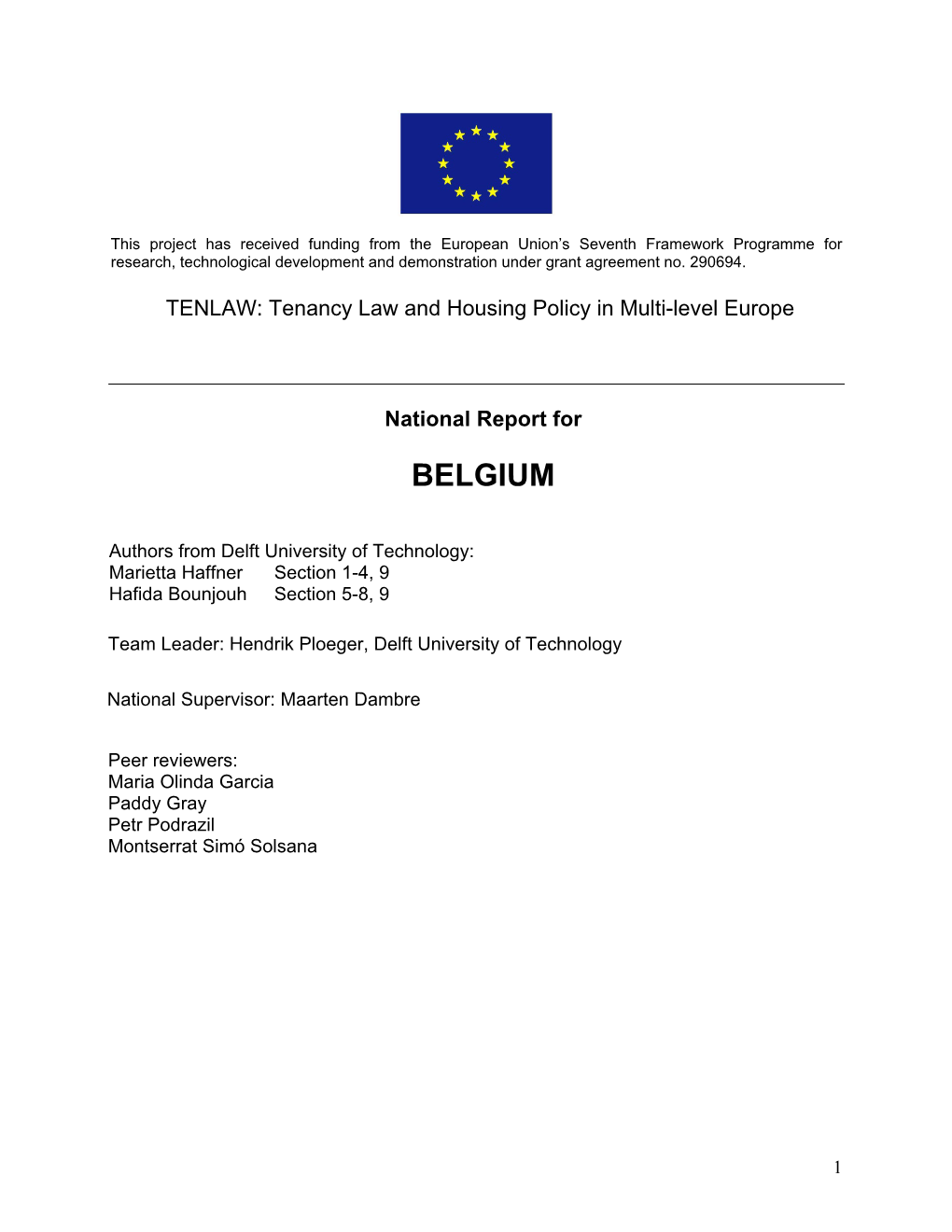 National Report for BELGIUM