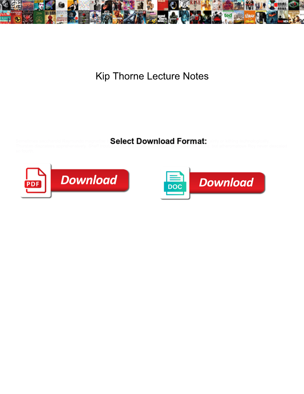 Kip Thorne Lecture Notes