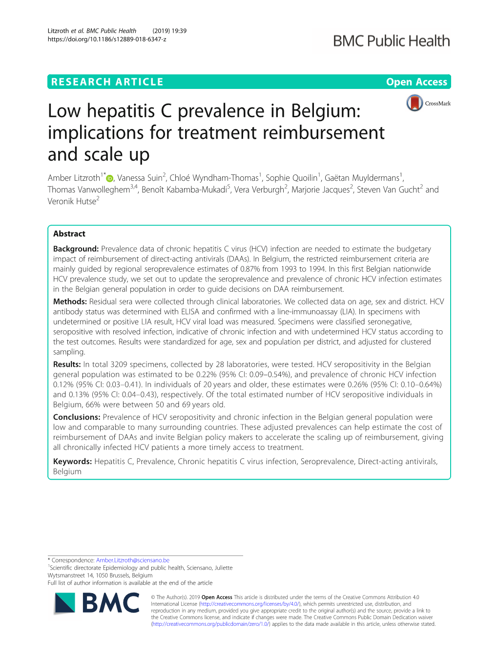 Low Hepatitis C Prevalence in Belgium: Implications for Treatment
