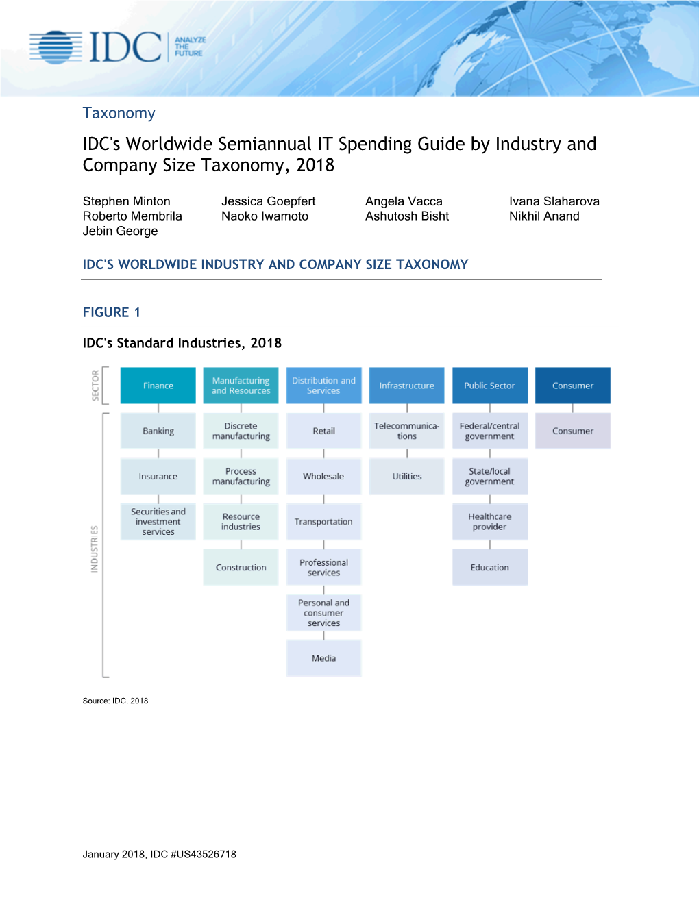 IDC's Worldwide Semiannual IT Spending Guide by Industry and Company Size Taxonomy, 2018