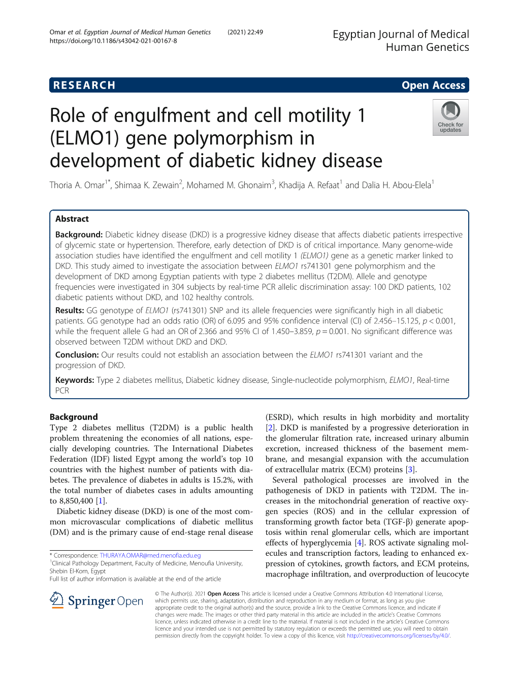 Gene Polymorphism in Development of Diabetic Kidney Disease Thoria A