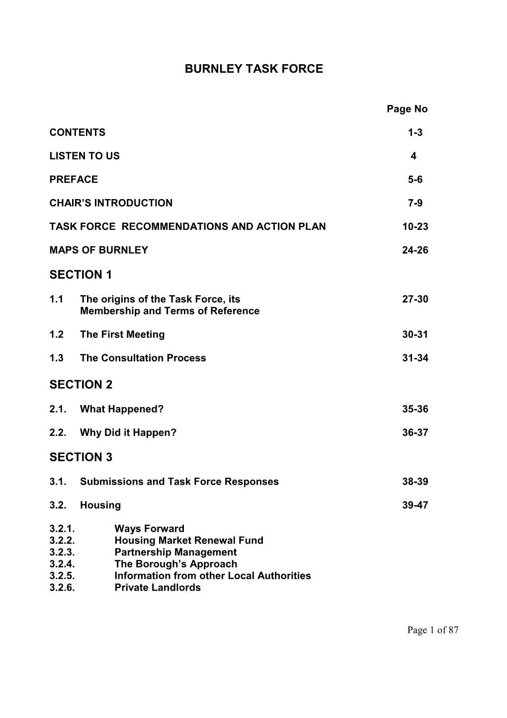 Burnley Task Force Report