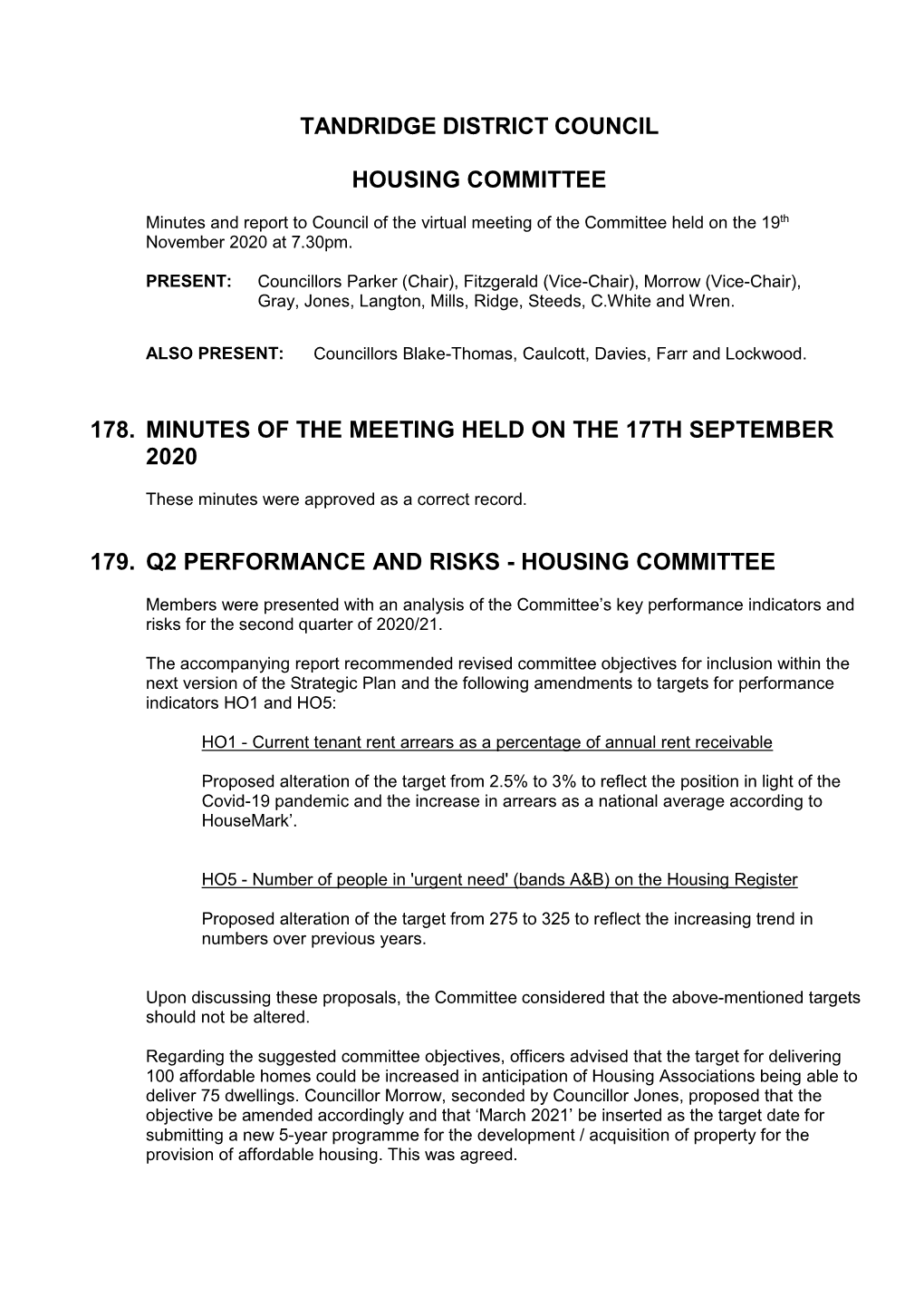 Tandridge District Council Housing Committee