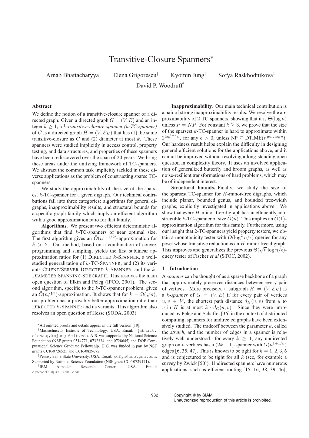 Transitive-Closure Spanners∗