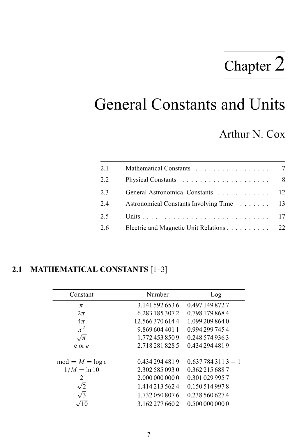 General Constants and Units