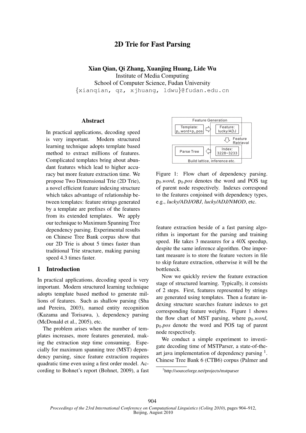 2D Trie for Fast Parsing