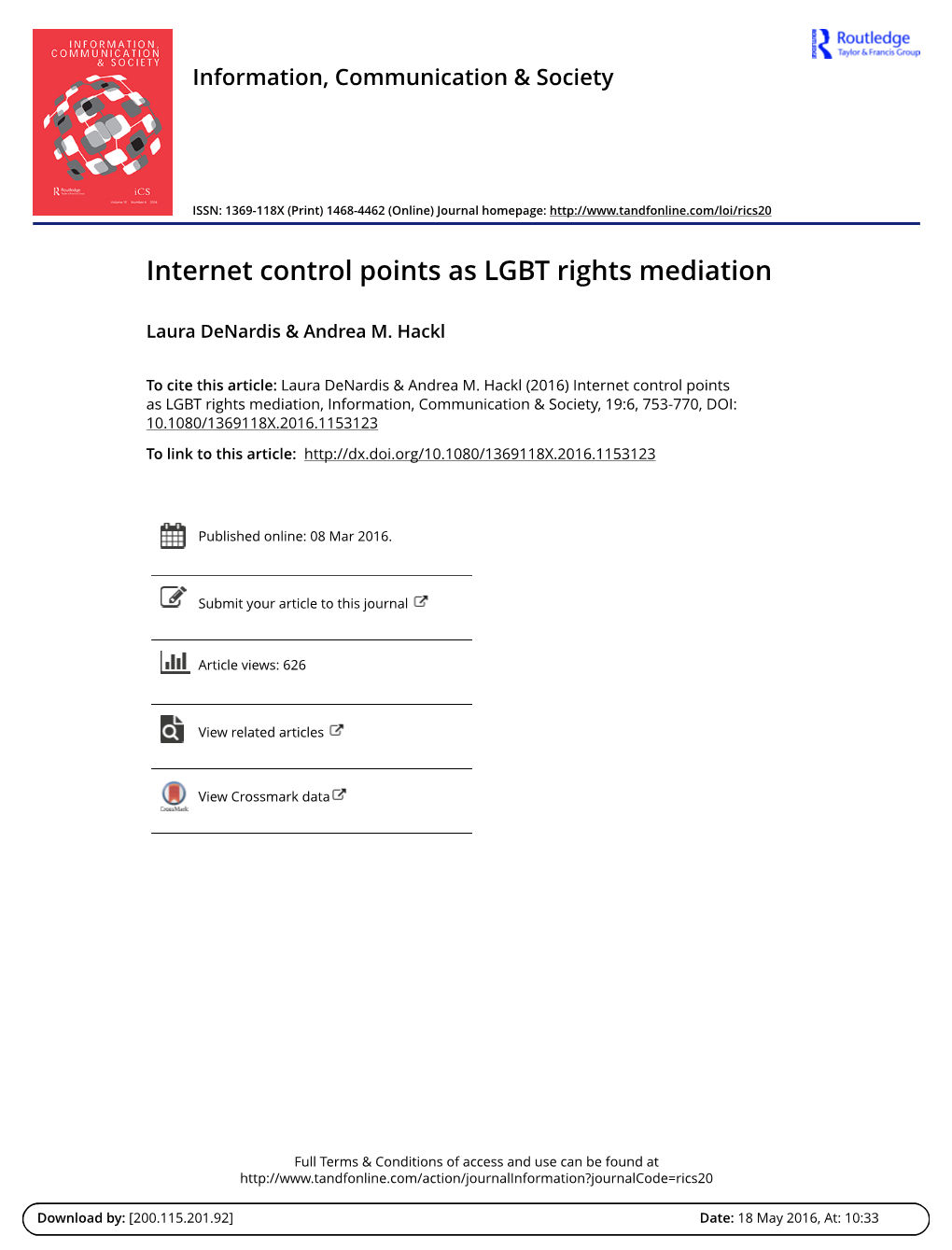 Internet Control Points As LGBT Rights Mediation