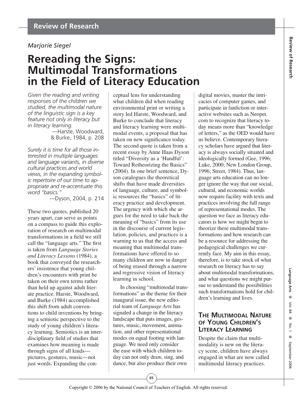 Multimodal Transformations in the Field of Literacy Education