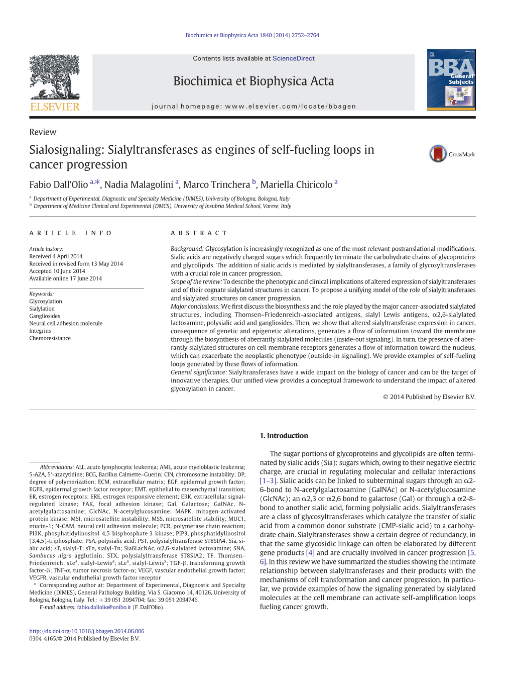 Sialosignaling: Sialyltransferases As Engines of Self-Fueling Loops in Cancer Progression