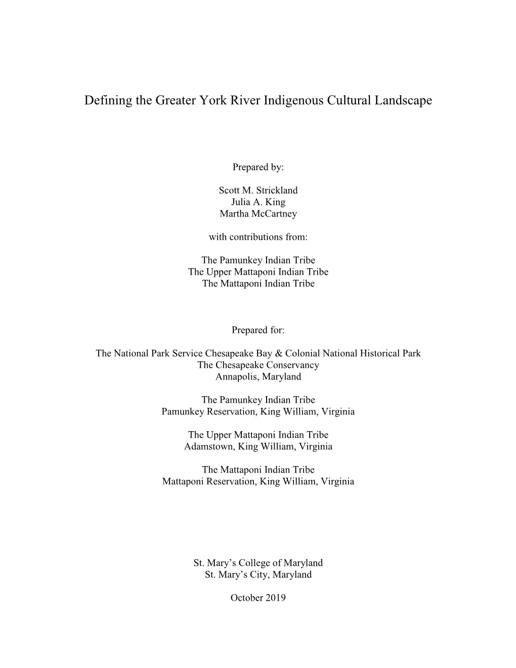 Defining the Greater York River Indigenous Cultural Landscape