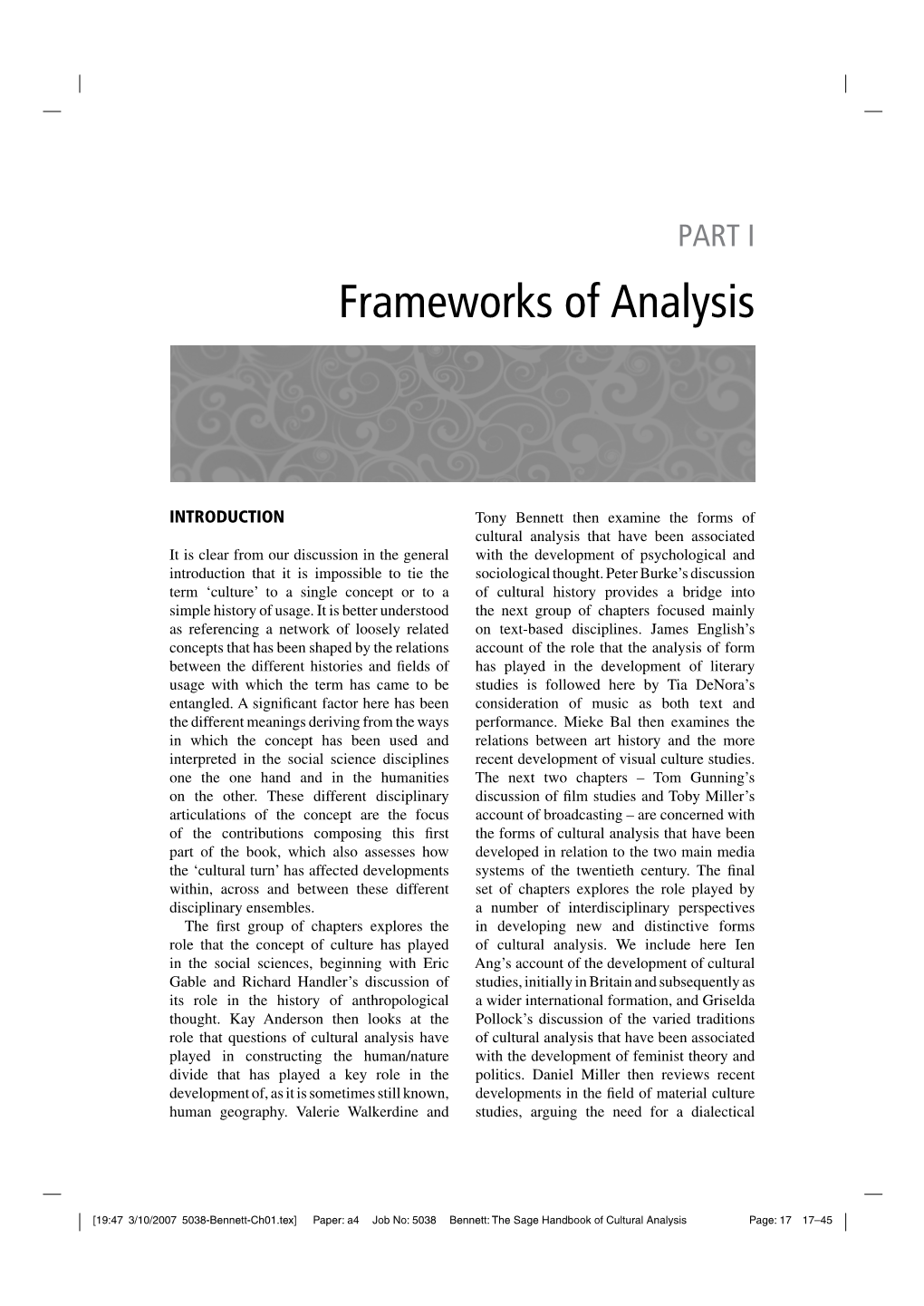 Frameworks of Analysis