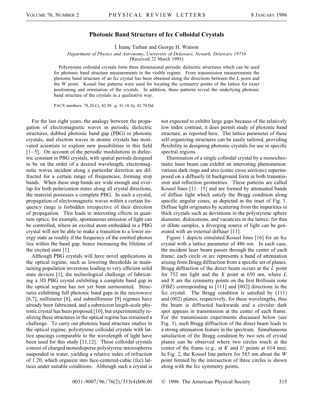 Photonic Band Structure of Fcc Colloidal Crystals