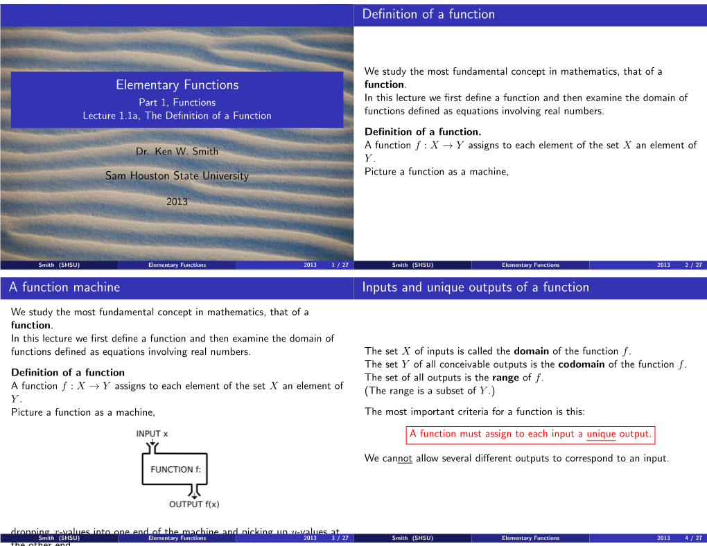 1.1 Function Definition (Slides in 4-To-1 Format)