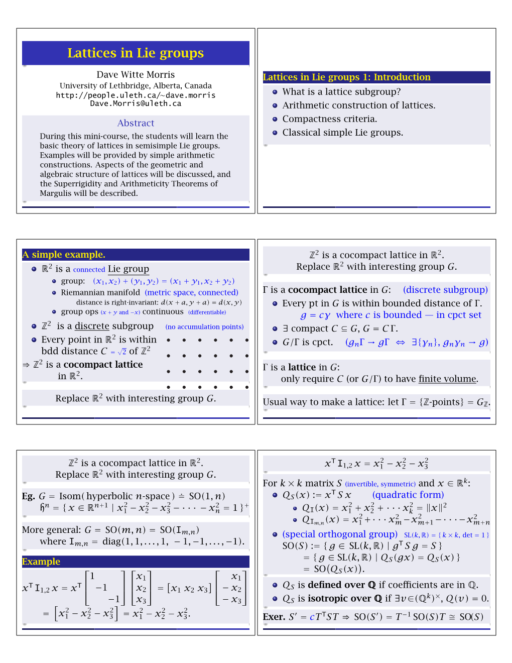 Lattices in Lie Groups