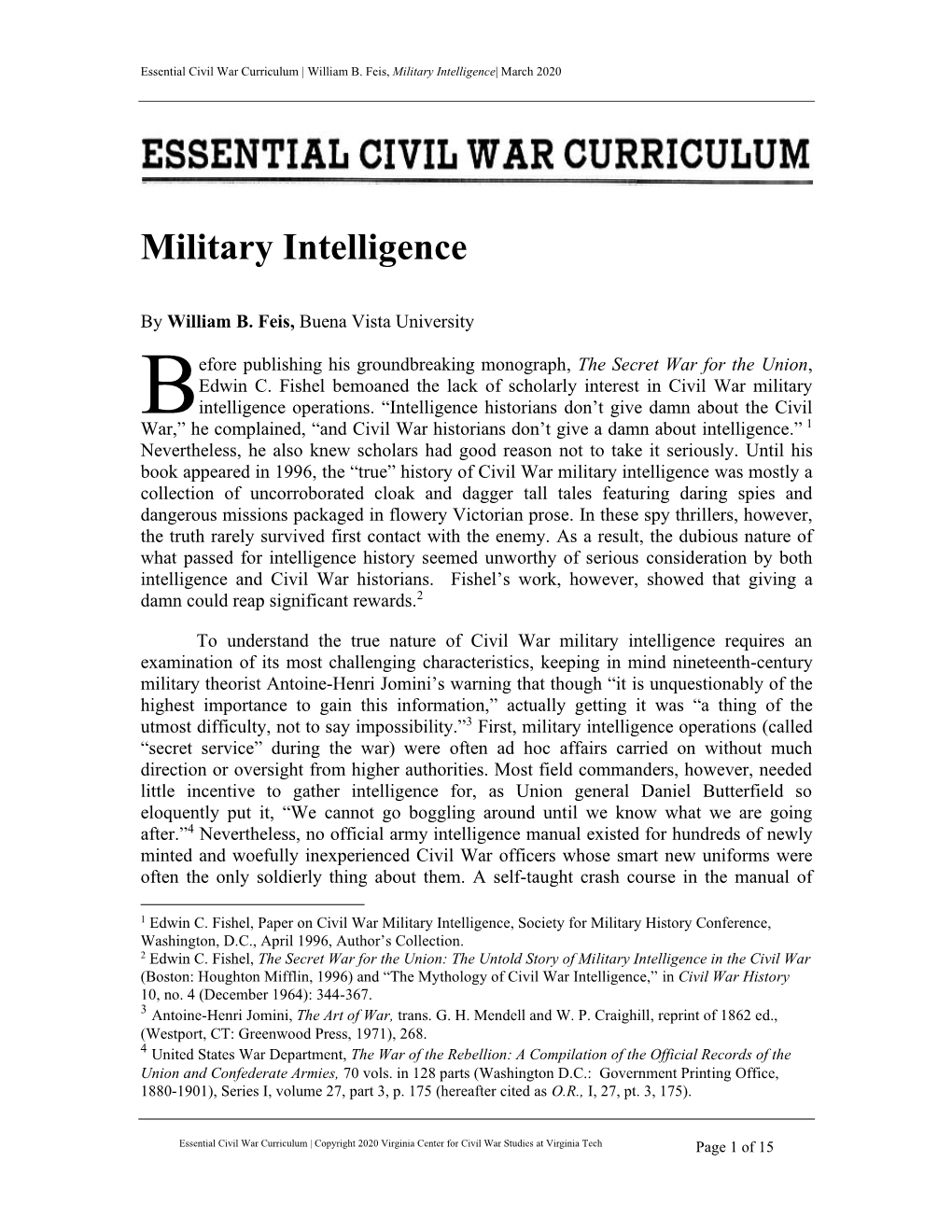 Military Intelligence Essay