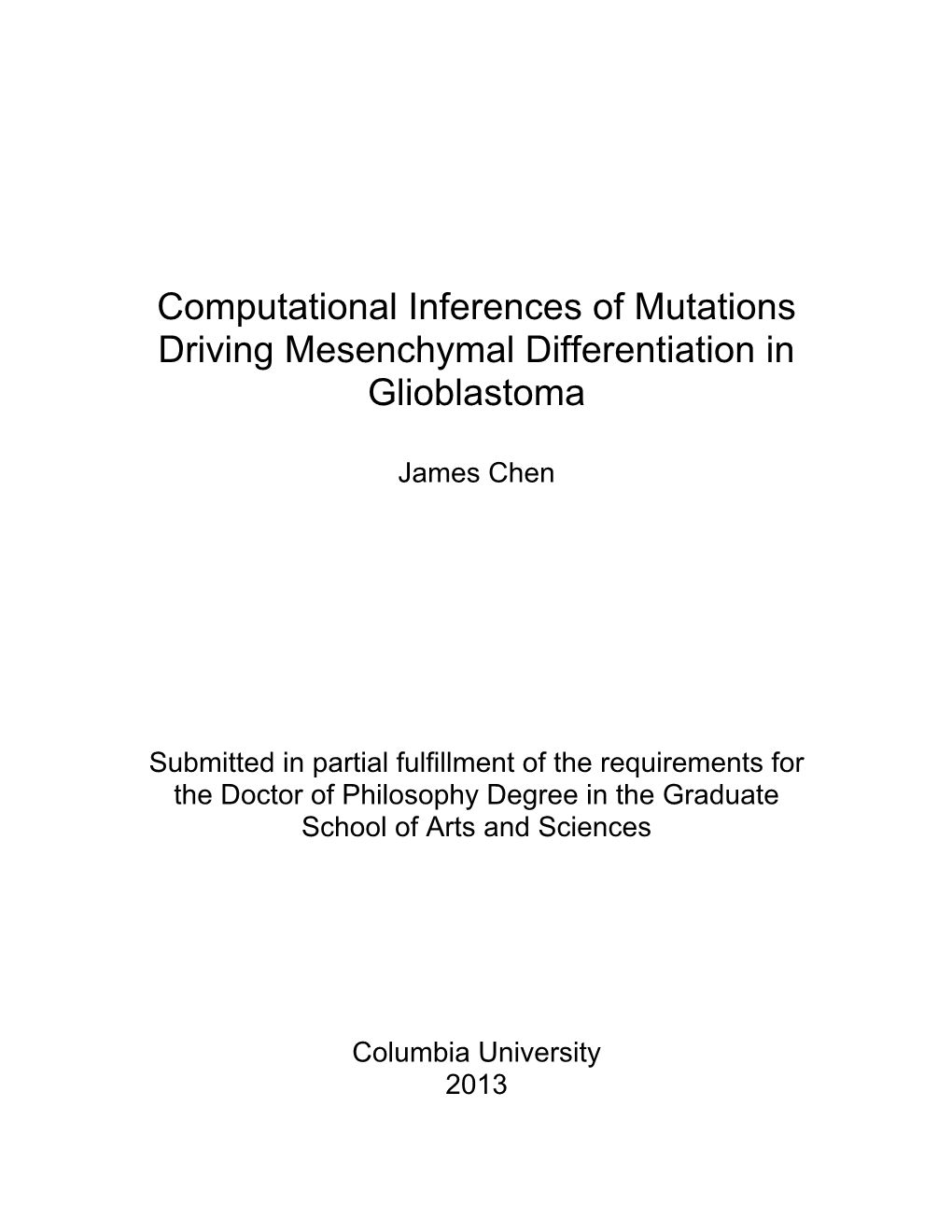 Computational Inferences of Mutations Driving Mesenchymal Differentiation in Glioblastoma