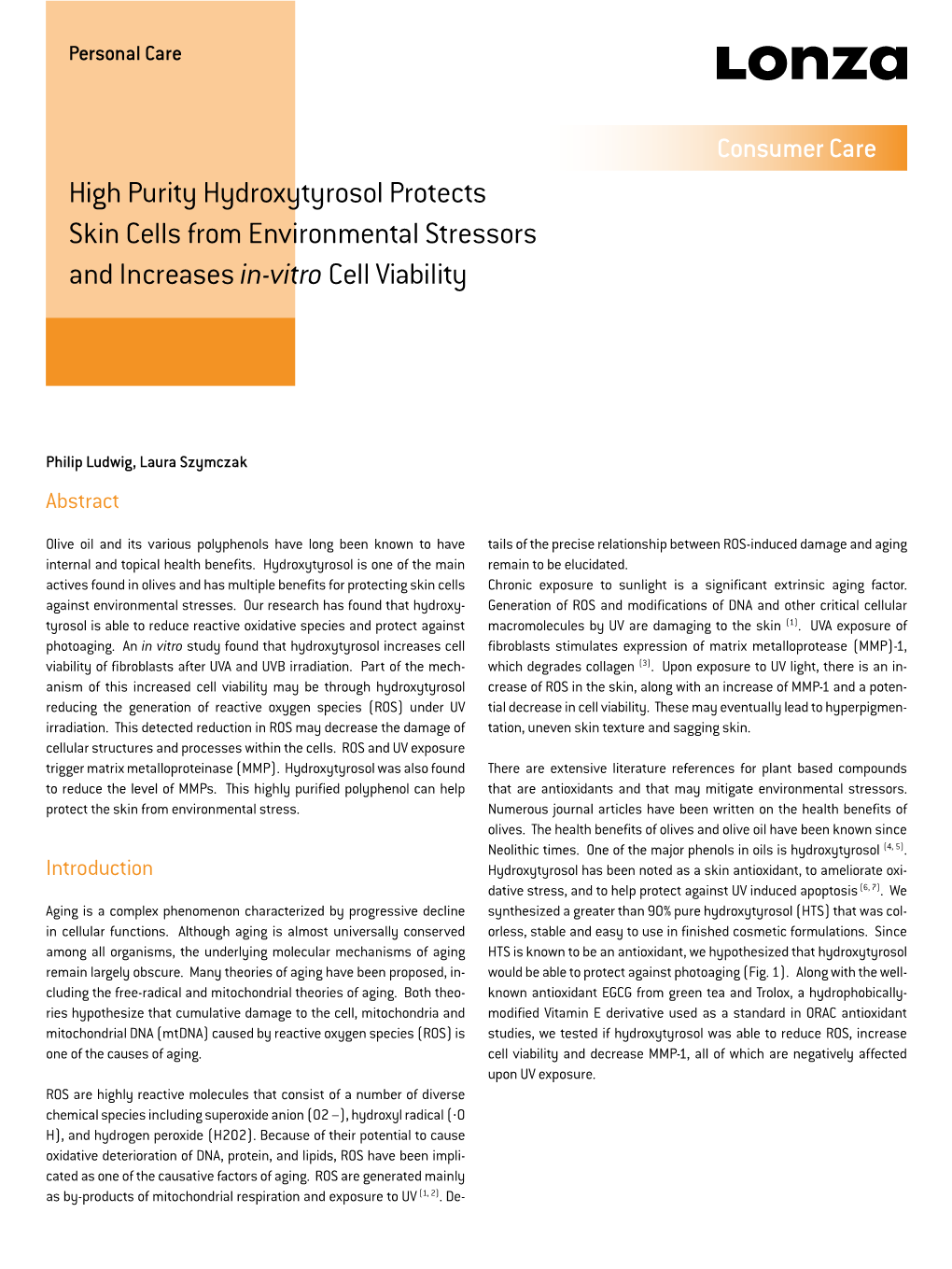 High Purity Hydroxytyrosol Protects Skin Cells from Environmental Stressors and Increases In-Vitro Cell Viability