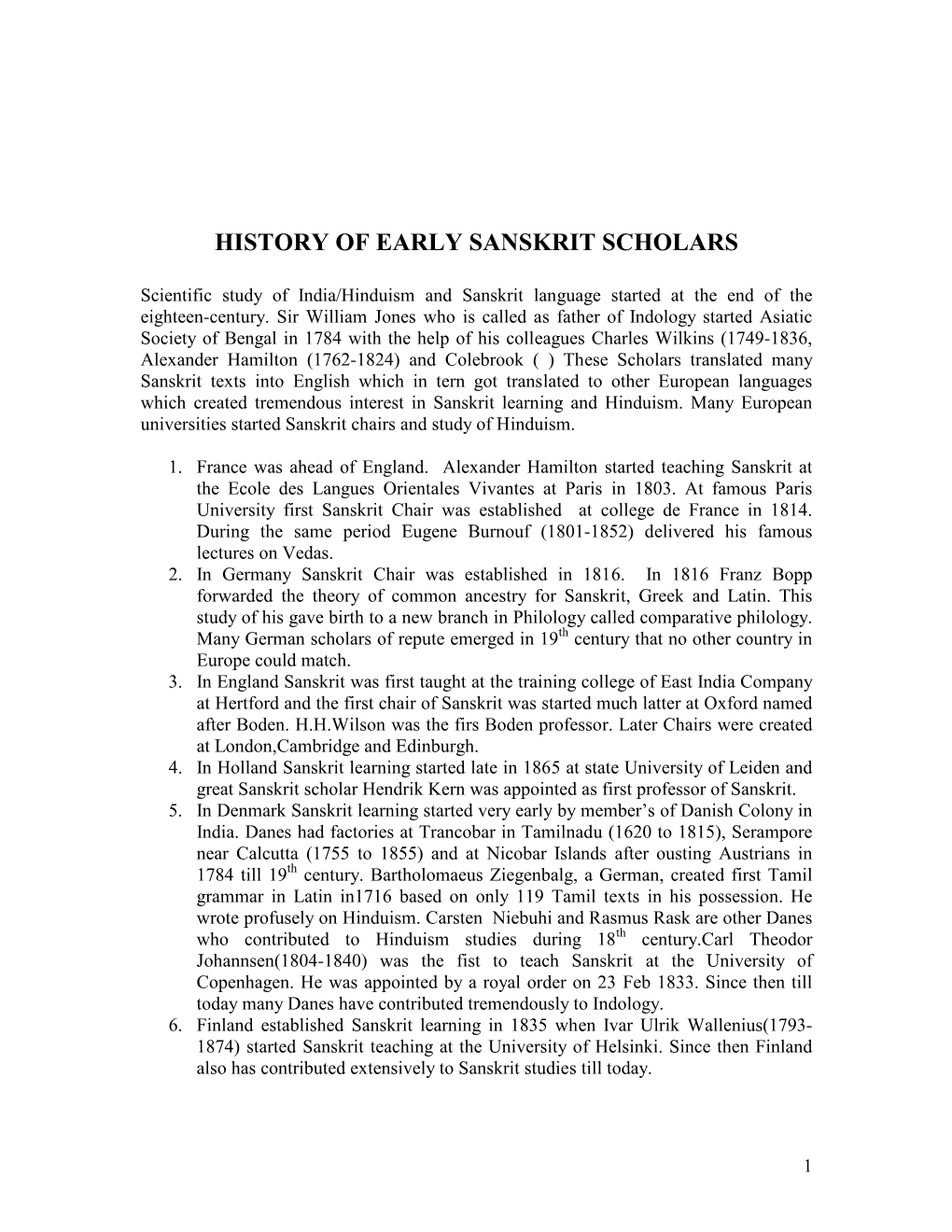 History of Early Sanskrit Scholars