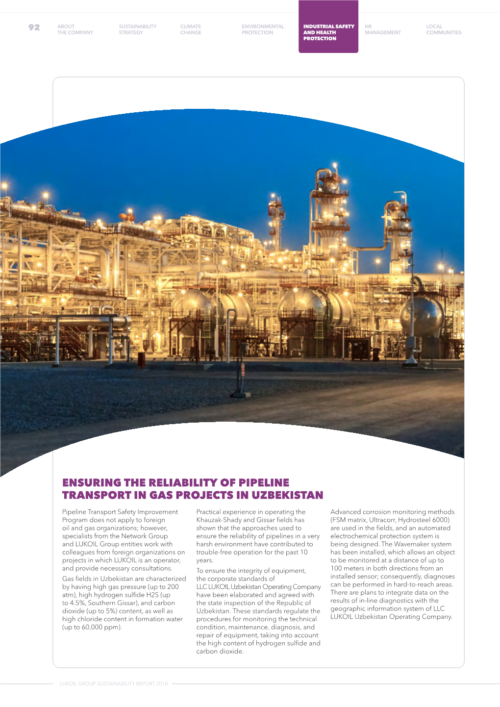 Ensuring the Reliability of Pipeline Transport in Gas Projects in Uzbekistan